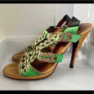 Lanvin Salon T- strap sandal : Green Sz 41
